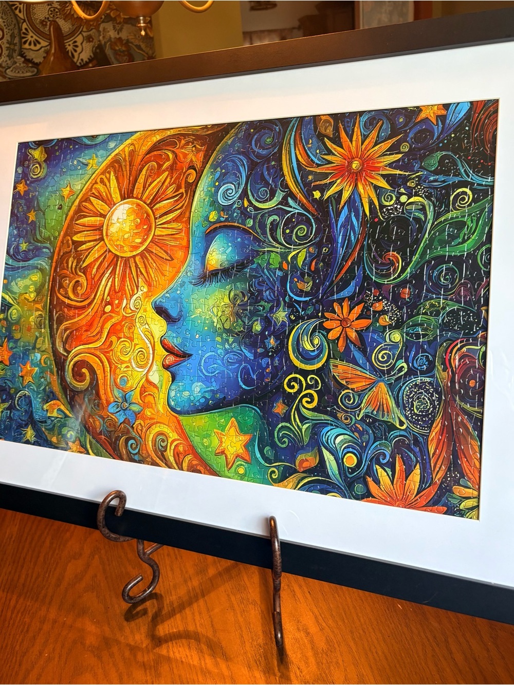 Sun and Moon Colorful Wall Art Print - Blue & Orange